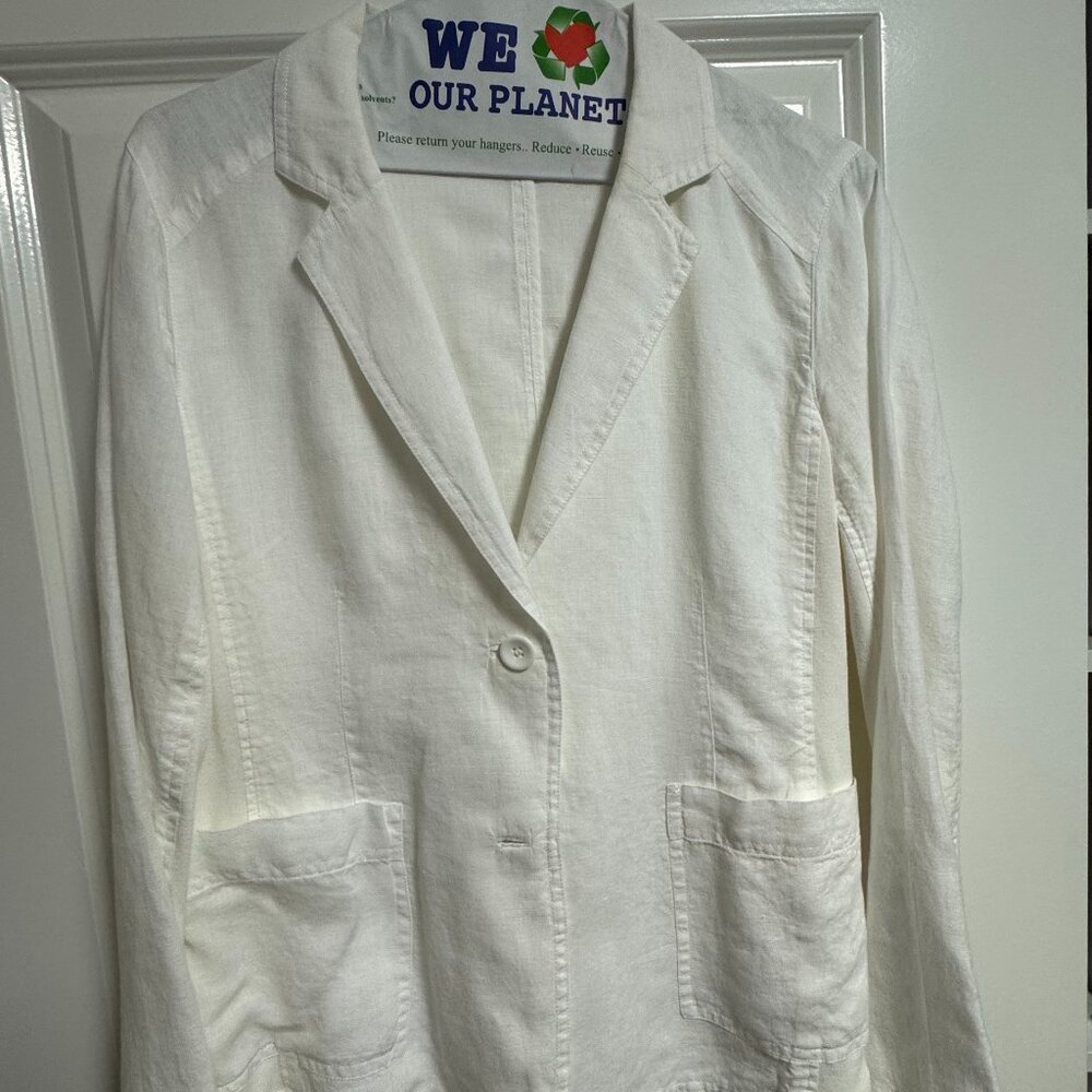 Eileeen Fisher White Linen Jacket,Size Small
